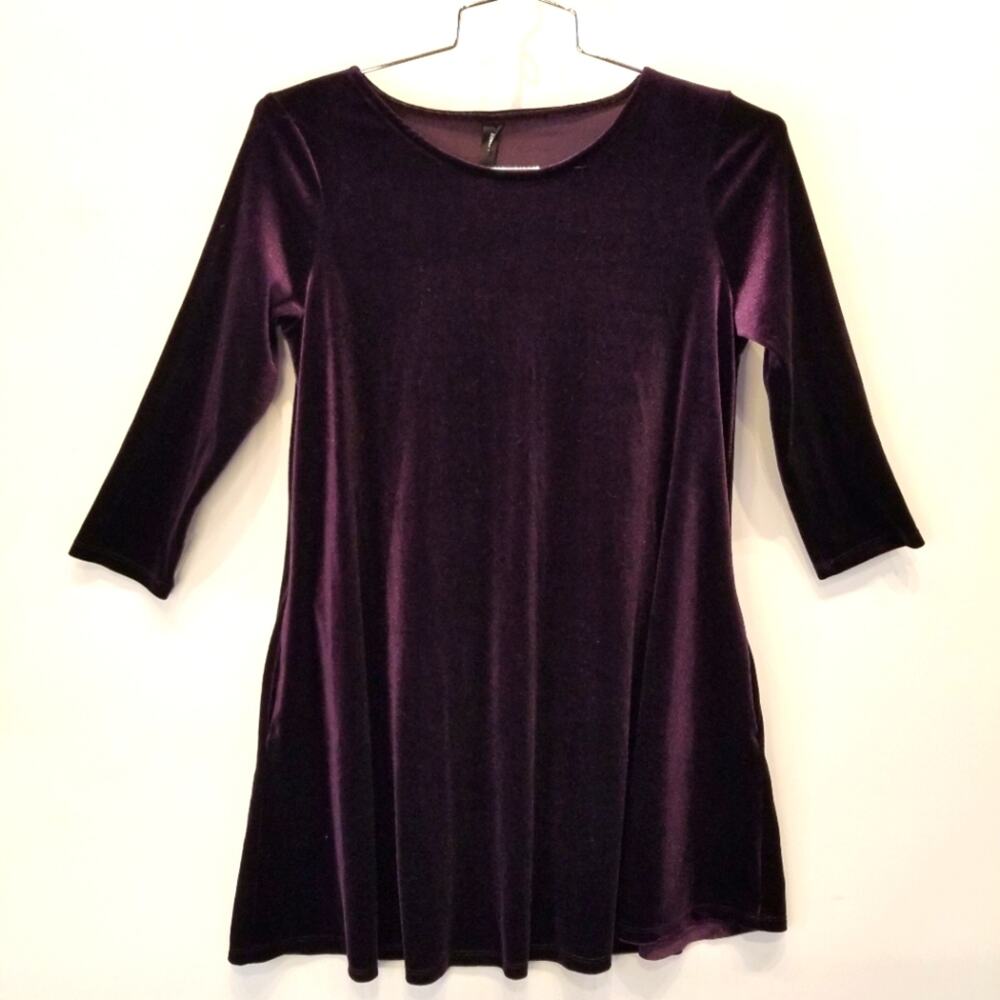 Agnes & Dora Purple Velvet Style Dress Stretch Pockets Size M